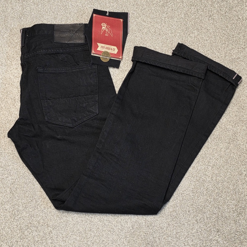 NWT PRPS Men's Barracuda Black Relaxed Fit Jeans 34x34 Selvedge Button Fly $298